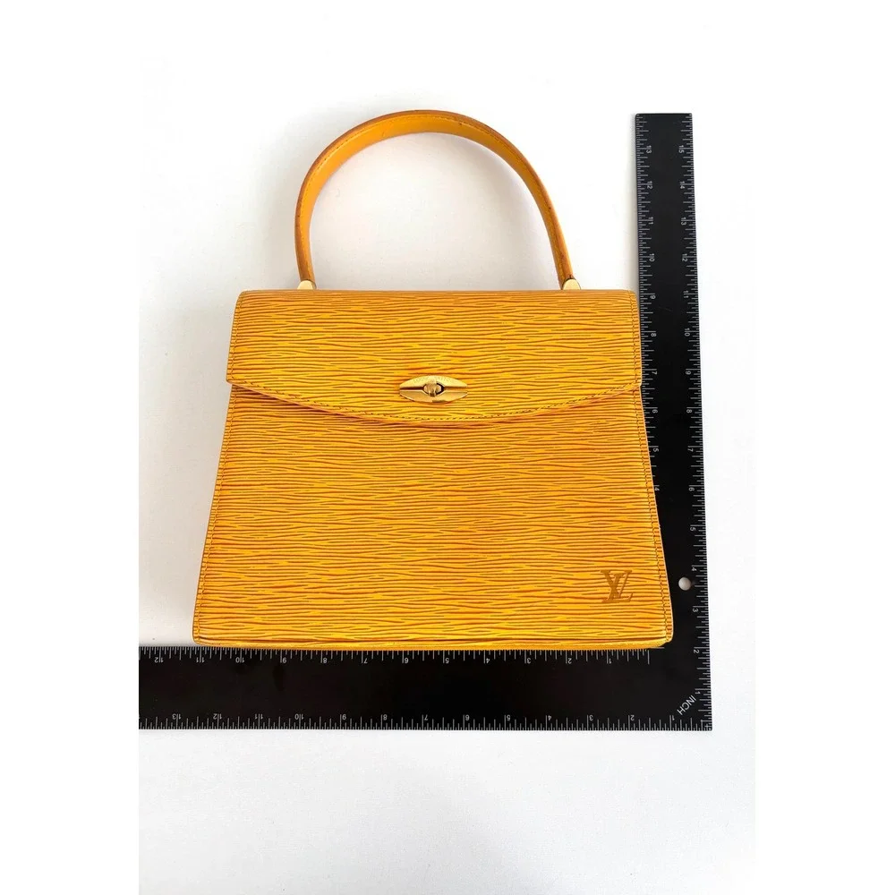 Louis Vuitton Malesherbes Epi Leather Yellow Purple Vintage 90s Handbag MI0963